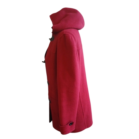 Charter’s Club Wool Blend Duffle Coat Hooded Red and Black Women's Small - Picture 2 of 9
